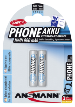1x2 Ansmann maxE NiMH Akku Micro AAA 800 mAh DECT PHONE