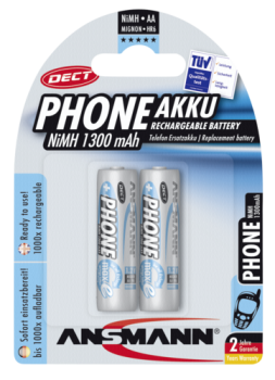 1x2 Ansmann maxE NiMH Akku Mignon AA 1300 mAh DECT PHONE