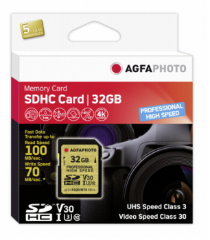 AgfaPhoto SDHC UHS I        32GB Professional High Speed U3 V30