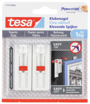 1x2 Tesa Verstellbarer Klebe- nagel für Tapeten und Putz 1 kg