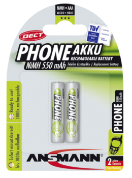1x2 Ansmann maxE NiMH Akku Micro AAA 550 mAh DECT PHONE