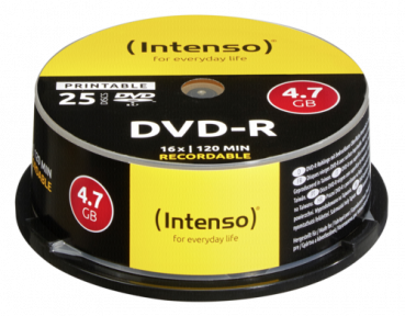 1x25 Intenso DVD-R 4,7GB 16x Speed Cakebox printable