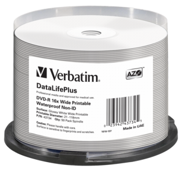 1x50 Verbatim DVD-R 4,7GB 16x Wide glossy waterproof print