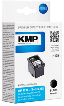 KMP H178 Tintenpatrone schwarz kompatibel mit HP T6N04AE 303 XL