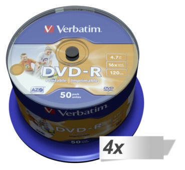 4x50 Verbatim DVD-R 4,7GB 16x Speed, photo printable