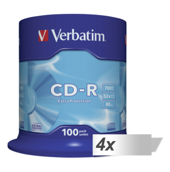 4x100 Verbatim Data Life CD-R 80 700MB, 52x Speed, Spindel