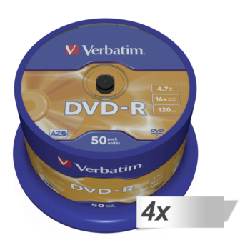 4x50 Verbatim DVD-R 4,7GB 16x Speed, matt silver