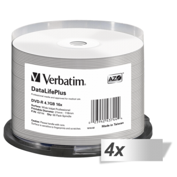 4x50 Verbatim DVD-R 4,7GB 16x wide printable NON-ID