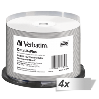 4x50 Verbatim DVD-R 4,7GB 16x Wide glossy waterproof print