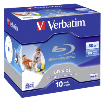 1x10 Verbatim BD-R Blu-Ray 50GB 6x Speed printable Jewel Case