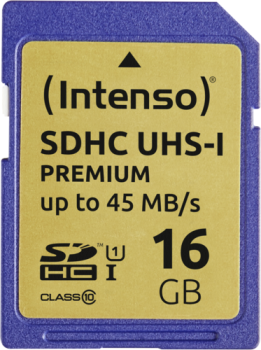 Intenso SDHC Card           16GB Class 10 UHS-I Premium