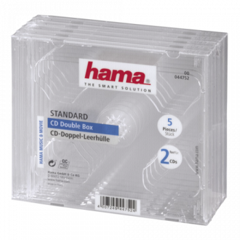 Hama CD-Double-Box 5er-Pack Transparent Jewel-Case     44752
