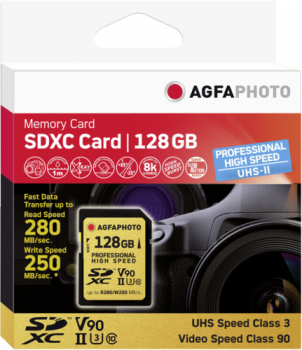 AgfaPhoto SDXC UHS II      128GB Professional High Speed U3 V90