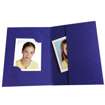 1x100 Daiber Passbildmappen blau für 3 Bildformate