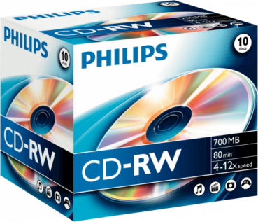 1x10 Philips CD-RW 80Min 700MB 4-12x JC