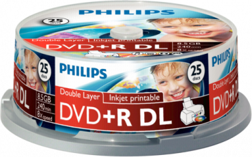1x25 Philips DVD+R 8,5GB DL 8x IW SP