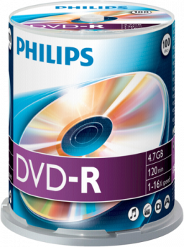 1x100 Philips DVD-R 4,7GB 16x SP