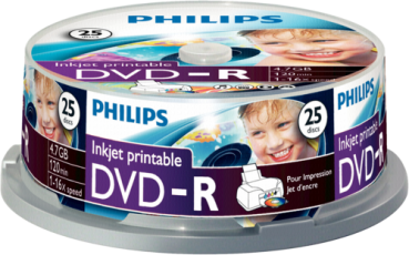 1x25 Philips DVD-R 4,7GB 16x IW SP