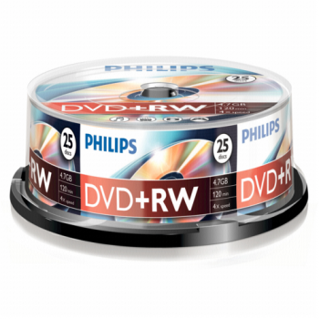 1x25 Philips DVD+RW 4,7GB 4x SP