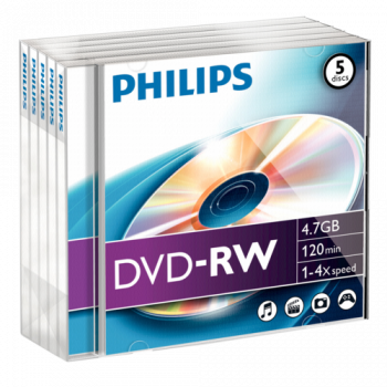 1x5 Philips DVD-RW 4,7GB 4x JC