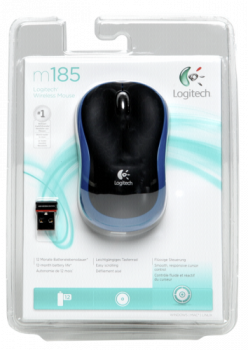 Logitech M 185 Cordless Notebook Mouse USB schwarz / blau