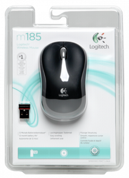 Logitech M 185 Cordless Notebook Mouse USB schwarz / grau