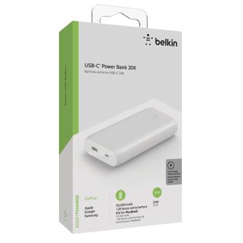 Belkin Power Bank 30W 20.000mAh Power Delivery, weiß  BPB002btWT