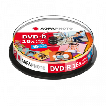 1x10 AgfaPhoto DVD-R 4,7GB 16x Speed, Cakebox