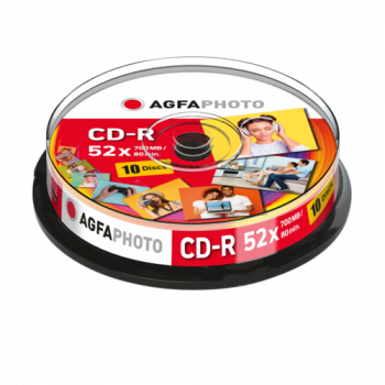 1x10 AgfaPhoto CD-R 80 / 700MB 52x Speed, Cakebox