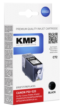 KMP C72 Tintenpatrone schwarz kompatibel mit Canon PGI-520 BK