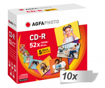 10x5 AgfaPhoto CD-R / 700MB 52x Speed Jewel Case
