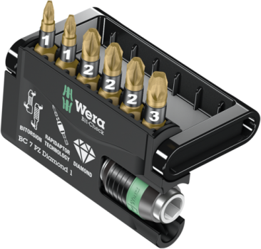 WERA Bit-Check 7 PZ Diamond 1 Bits + Universalhalter