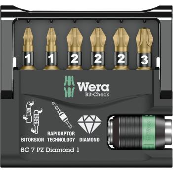 Preview: WERA Bit-Check 7 PZ Diamond 1 Bits + Universalhalter