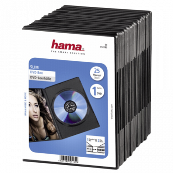 1x25 Hama DVD-Leerhülle Slim 50% Platzsparnis 51182