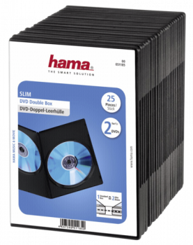 1x25 Hama DVD-Doppel-Leerhülle Slim  75% Platzsparnis     51185