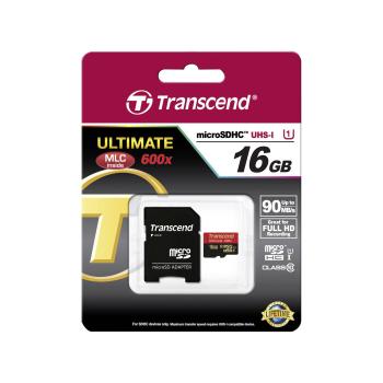 Transcend microSDHC MLC     16GB Class 10 UHS-I 600x + SD-Adapter