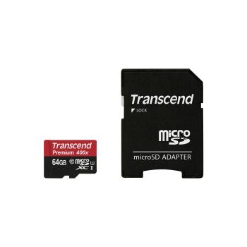 Transcend microSDXC         64GB Class 10 UHS-I 400x + SD Adapter