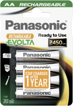 1x4 Panasonic Akku NiMH Mignon AA 2450 mAh Rechargeable Evolta