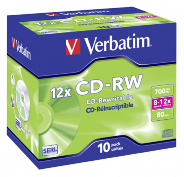 1x10 Verbatim CD-RW 80 / 700MB 8x - 12x Speed, Jewel Case