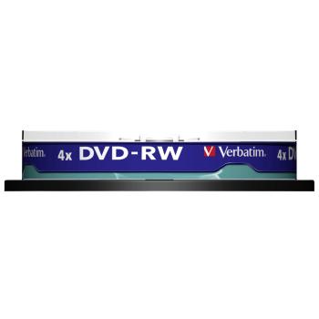1x10 Verbatim DVD-RW 4,7GB 4x Speed, matt silver Cakebox