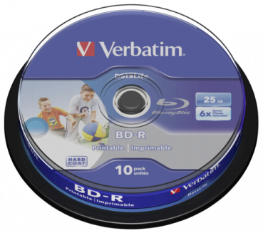 1x10 Verbatim BD-R Blu-Ray 25GB 6x Speed DL Wide Printable CB