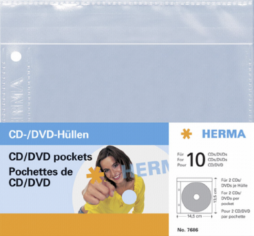 Herma CD/DVD-Hüllen je 2 CD/DVD 5 Hüllen transparent        7686