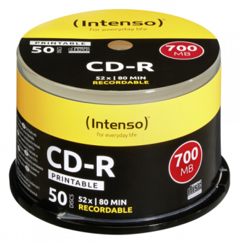 1x50 Intenso CD-R 80 / 700MB 52x Speed, printable, scr. res.