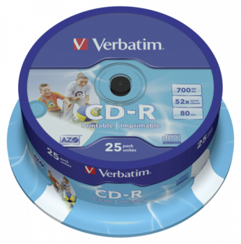 1x25 Verbatim CD-R 80 / 700MB 52x Speed, Data Life plus print.