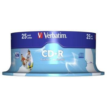 1x25 Verbatim CD-R 80 / 700MB 52x Speed, Data Life plus print.