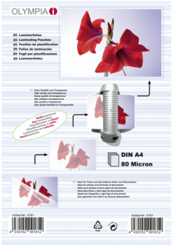 1x25 Olympia Laminierfolien DIN A4 80 micron