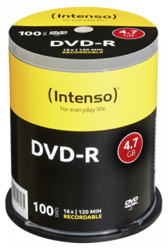 1x100 Intenso DVD-R 4,7GB 16x Speed, Cakebox