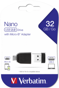 Verbatim Store n Stay Nano  32GB USB 2.0 + OTG Adapter micro USB