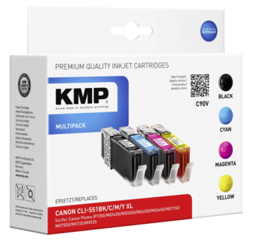 KMP C90V Vorteilspack kompatibel mit CLI-551 BK/C/M/Y