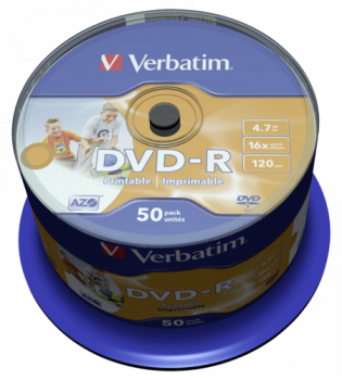 1x50 Verbatim DVD-R 4,7GB 16x Speed, photo printable
